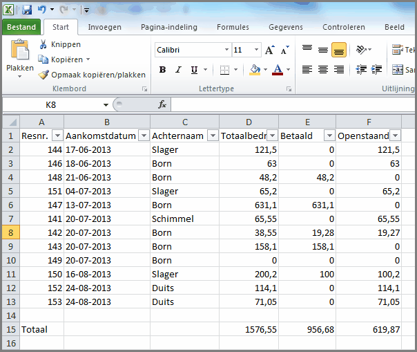 Openstaande postenlijst 3